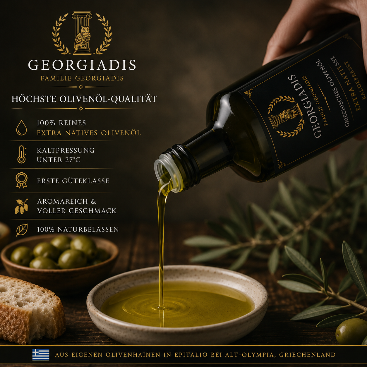 🫒 GEORGIADIS – Griechisches Olivenöl Extra Nativ (3 Liter Kanister)